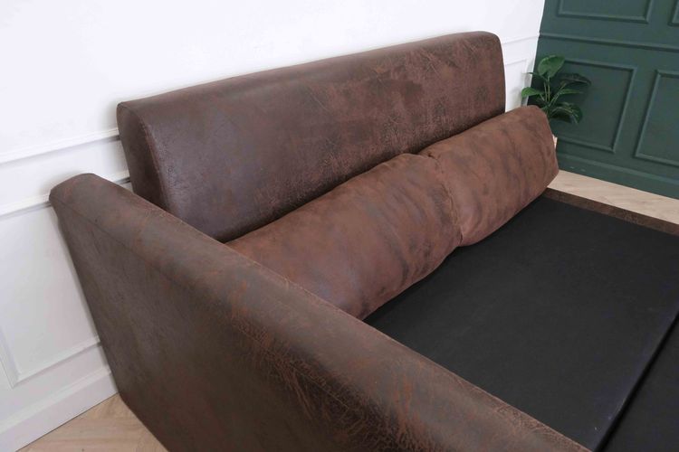 เตียงนอน ผ้าลายหนัง ขนาด6ฟุต 3กล่องเก็บของตรงขาเตียง ฝากล่องดึงกระดุมเพชร พร้อมหมอน 2ใบ รูปที่ 6