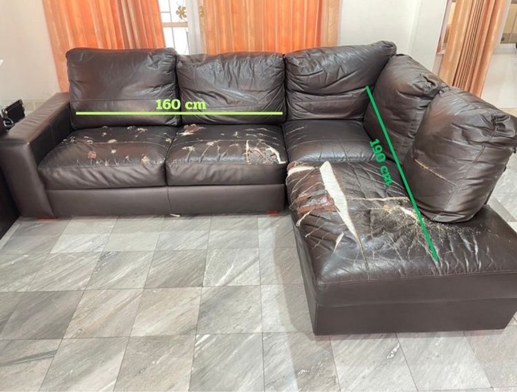 โซฟาตัวแอล แถมผ้าคลุมโซฟา