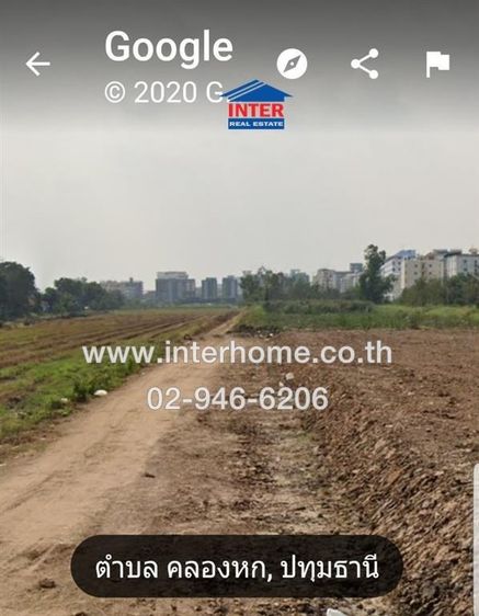 ที่ดินเปล่า 100 ตร.ว. ที่ดินเปล่า ซอยคลองหกตะวันออก8 ซอยหอพักโฟร์บี ถนนรังสิต-นครนายก ถนนเลียบคลองหก คลองหลวง ปทุมธานี