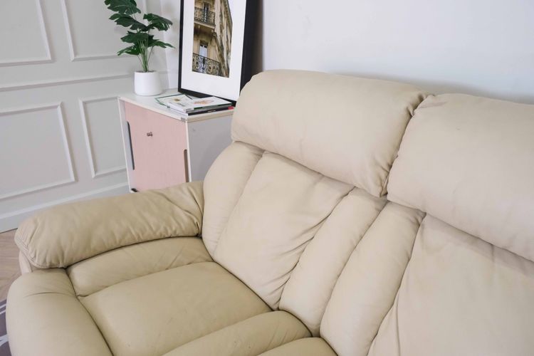 เก้าอี้พักผ่อนหนัง 2 ที่นั่ง สีครีม เก้าอี้ปรับเอนนอน โซฟาพักผ่อน Recliner รูปที่ 9