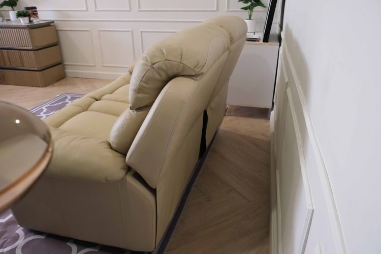 เก้าอี้พักผ่อนหนัง 2 ที่นั่ง สีครีม เก้าอี้ปรับเอนนอน โซฟาพักผ่อน Recliner รูปที่ 10