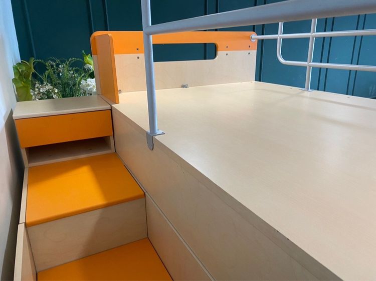 เตียงเด็ก 2 ชั้น ขนาด 3.5 ฟุต มีบันไดเก็บของ สีครีมส้ม ยี่ห้อ SB FURNITURE รูปที่ 17