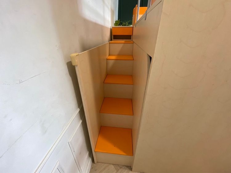 เตียงเด็ก 2 ชั้น ขนาด 3.5 ฟุต มีบันไดเก็บของ สีครีมส้ม ยี่ห้อ SB FURNITURE รูปที่ 9