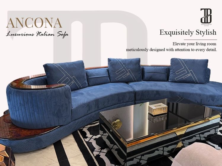 ANCONA Luxurious Italian Sofa โซฟาหรูลัคชัวรี่ ทรงโค้ง รุ่น แอนโคน่า