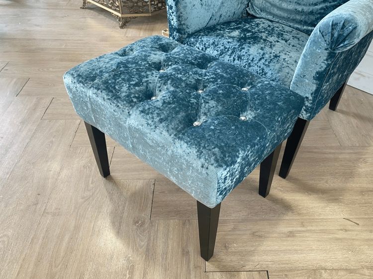 อาร์มแชร์หลุยส์ พร้อมสตูล เบาะผ้า สีฟ้า สไตล์โมเดิร์น รูปที่ 16