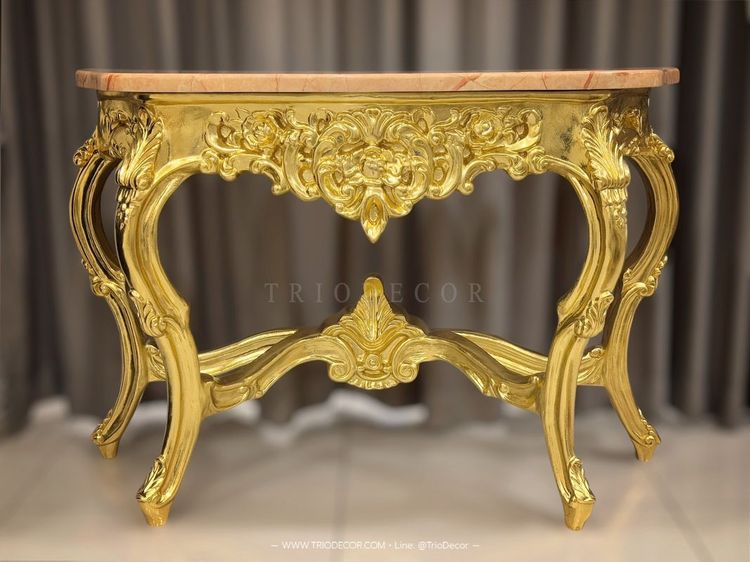 ELIZABETH CLASSIC LUXURY CONSOLE โต๊ะคอนโซลสไตล์หลุยส์ สีทอง รุ่น อลิซาเบธ รูปที่ 4