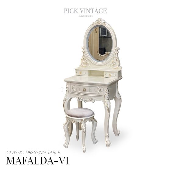 อื่นๆ ไม้ ขาว MAFALDA-VI CLASSIC DRESSING TABLE โต๊ะเครื่องแป้งสไตล์วินเทจ รุ่น มาเฟลดา 6