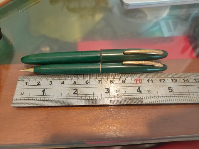 ปากกาหมึกซึม ดินสอ วินเทจ แบรนด์ Sheaffer สีเขียวคู่ หัวทอง 14K รูปที่ 4