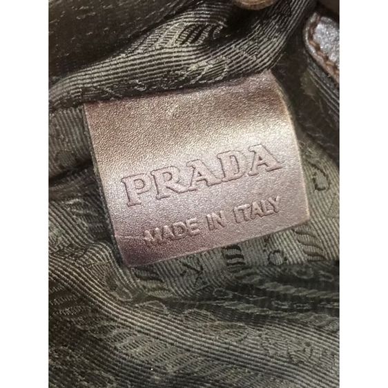 กระเป๋าผ้าแคนวาสสีน้ำตาลพิมพ์ลายโลโก้ Prada Jacquard รับประกันแท้ รูปที่ 6