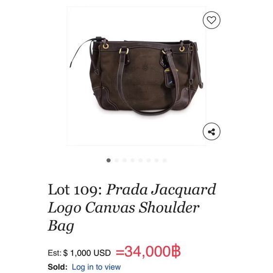 กระเป๋าผ้าแคนวาสสีน้ำตาลพิมพ์ลายโลโก้ Prada Jacquard รับประกันแท้ รูปที่ 9