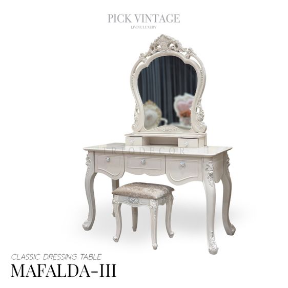 อื่นๆ ไม้ ขาว MAFALDA-III CLASSIC DRESSING TABLE โต๊ะเครื่องแป้งสไตล์วินเทจ เจ้าหญิง รุ่น มาเฟลดา 3