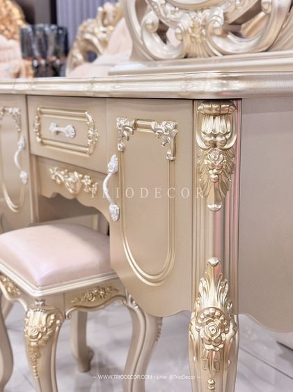 SABRINA-II CLASSIC DRESSING TABLE โต๊ะเครื่องแป้งสไตล์วินเทจ รุ่น ซาบริน่า 2 สีทองเชมเปญ รูปที่ 10