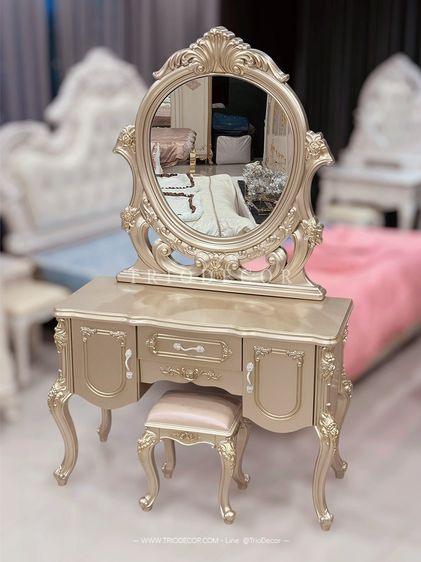 SABRINA-II CLASSIC DRESSING TABLE โต๊ะเครื่องแป้งสไตล์วินเทจ รุ่น ซาบริน่า 2 สีทองเชมเปญ รูปที่ 16