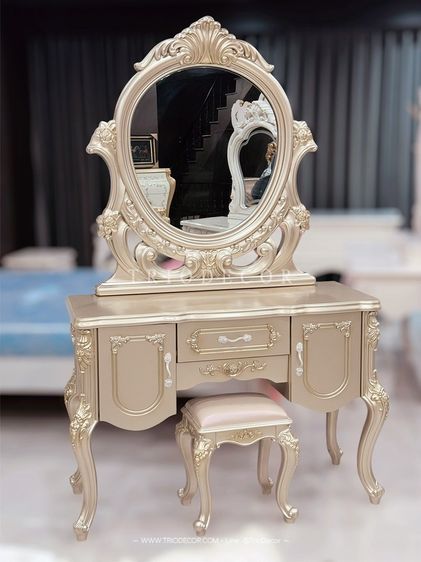 SABRINA-II CLASSIC DRESSING TABLE โต๊ะเครื่องแป้งสไตล์วินเทจ รุ่น ซาบริน่า 2 สีทองเชมเปญ รูปที่ 14
