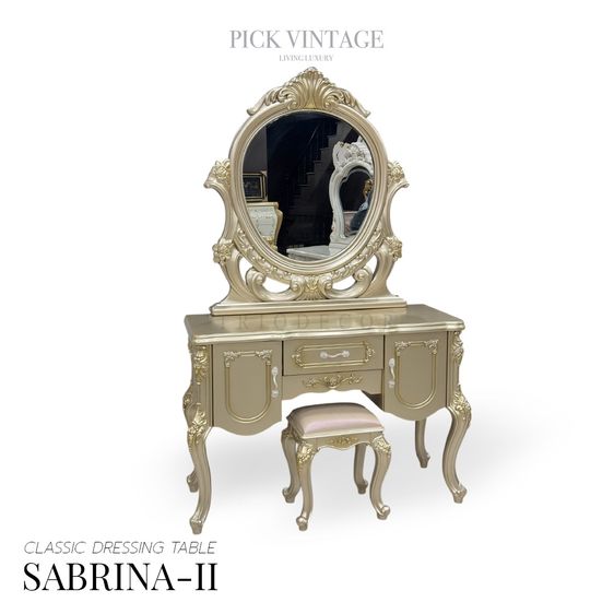 อื่นๆ ไม้ SABRINA-II CLASSIC DRESSING TABLE โต๊ะเครื่องแป้งสไตล์วินเทจ รุ่น ซาบริน่า 2 สีทองเชมเปญ