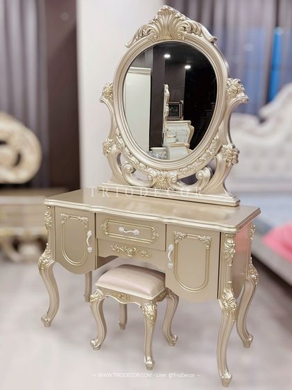 SABRINA-II CLASSIC DRESSING TABLE โต๊ะเครื่องแป้งสไตล์วินเทจ รุ่น ซาบริน่า 2 สีทองเชมเปญ รูปที่ 13
