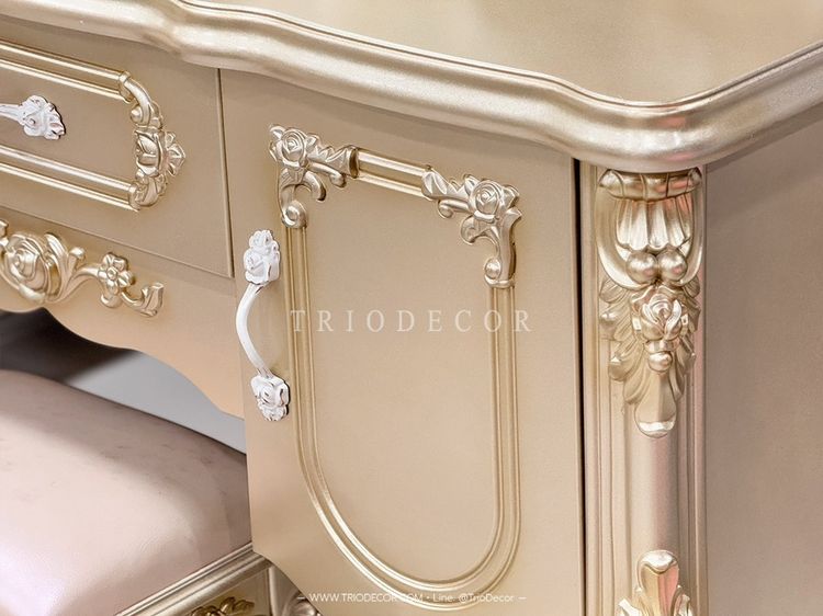 SABRINA-II CLASSIC DRESSING TABLE โต๊ะเครื่องแป้งสไตล์วินเทจ รุ่น ซาบริน่า 2 สีทองเชมเปญ รูปที่ 8