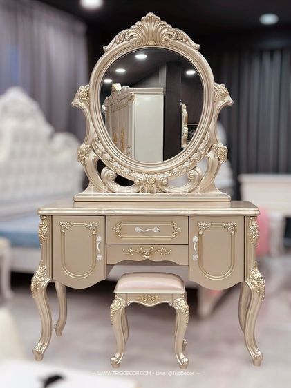 SABRINA-II CLASSIC DRESSING TABLE โต๊ะเครื่องแป้งสไตล์วินเทจ รุ่น ซาบริน่า 2 สีทองเชมเปญ รูปที่ 15