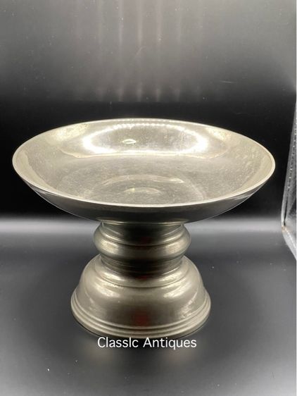 พาน ทองเหลืองกระไหล่เงิน โบราณ เก่าสะสมA8 รูปที่ 7