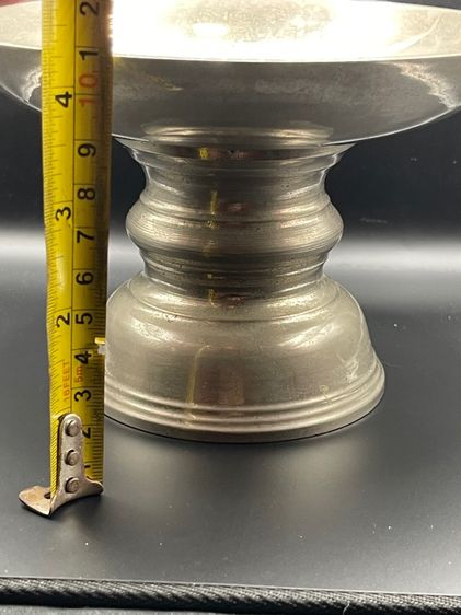 พาน ทองเหลืองกระไหล่เงิน โบราณ เก่าสะสมA8 รูปที่ 9