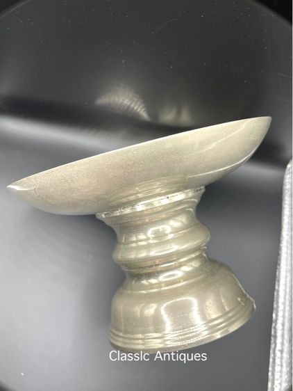 พาน ทองเหลืองกระไหล่เงิน โบราณ เก่าสะสมA8 รูปที่ 5