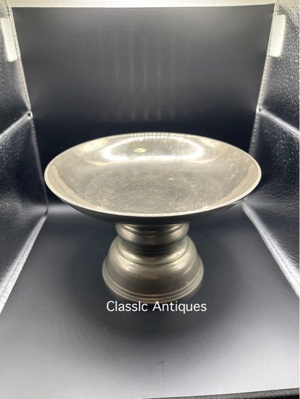 พาน ทองเหลืองกระไหล่เงิน โบราณ เก่าสะสมA8