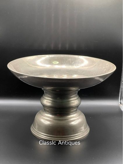 พาน ทองเหลืองกระไหล่เงิน โบราณ เก่าสะสมA8 รูปที่ 3