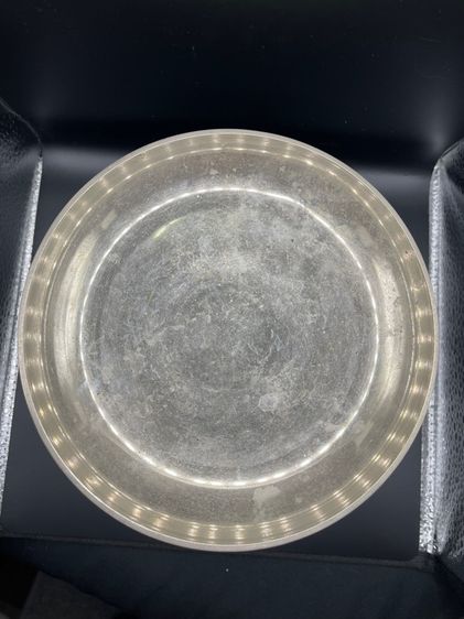 พาน ทองเหลืองกระไหล่เงิน โบราณ เก่าสะสมA8 รูปที่ 8