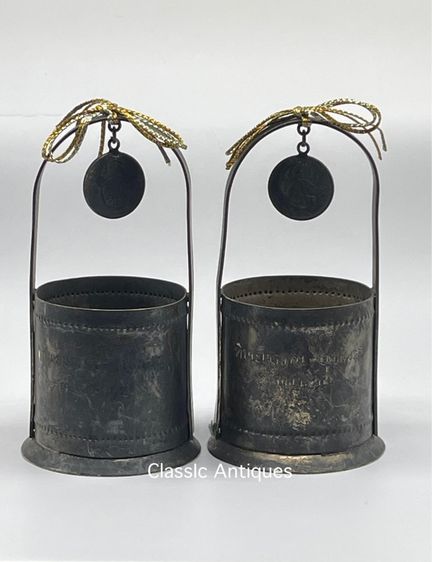 หาบ จิ๋ว ทองเหลืองกระไหล่เงิน โบราณปี17 เก่าสะสม รูปที่ 5