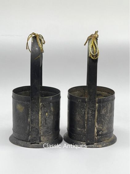 หาบ จิ๋ว ทองเหลืองกระไหล่เงิน โบราณปี17 เก่าสะสม รูปที่ 9