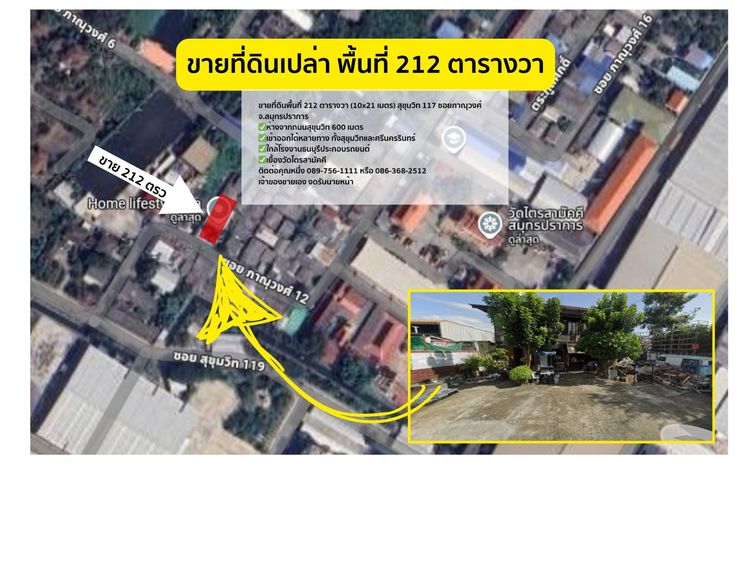 ขายที่ดินพื้นที่ 212 ตารางวา สุขุมวิท 117 สมุทรปราการ (ซ.วัดไตร) รูปที่ 2