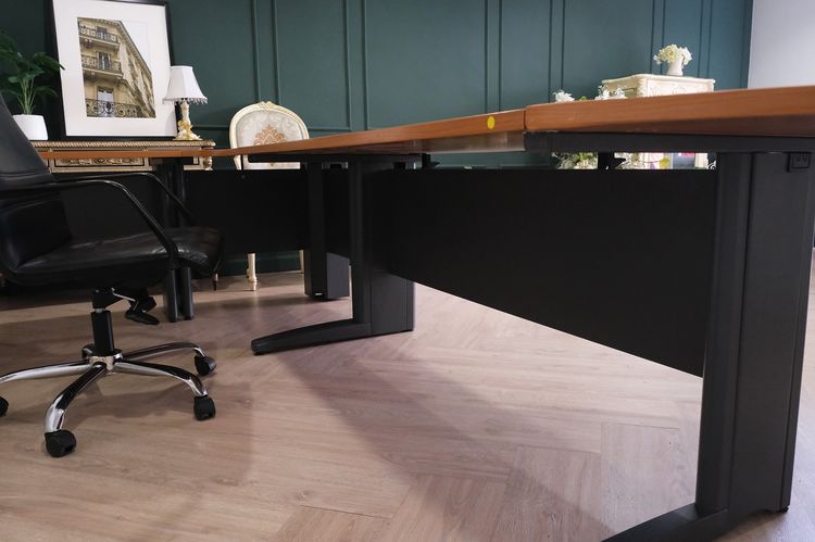 ชุดโต๊ะทำงานผู้บริหาร 4 ชิ้นต่อกัน เข้ามุม L หน้าไม้ ขาเหล็ก Rockworth รูปที่ 12