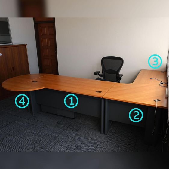 ชุดโต๊ะทำงานผู้บริหาร 4 ชิ้นต่อกัน เข้ามุม L หน้าไม้ ขาเหล็ก Rockworth รูปที่ 3