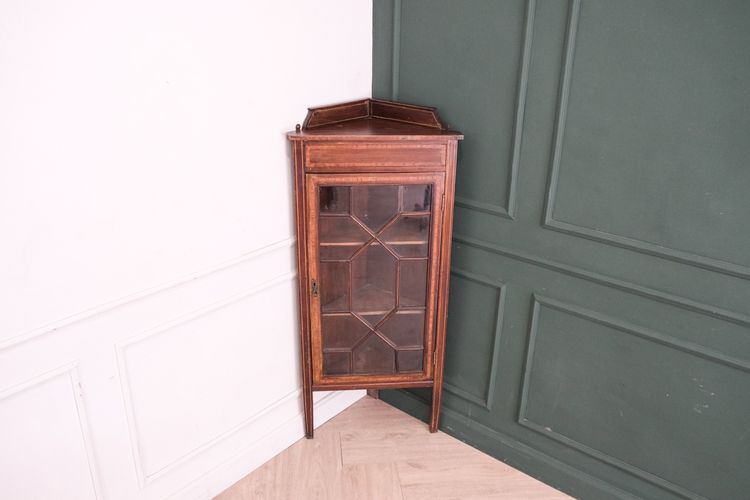 ตู้โชว์เข้ามุมไม้มะฮอกกานี 1 บานเปิดกระจก รูปที่ 2