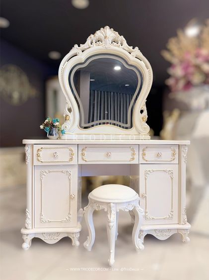 AURORA-I CLASSIC DRESSING TABLE โต๊ะเครื่องแป้งเจ้าหญิง วินเทจ รุ่น ออโรร่า 1 รูปที่ 4