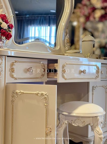 AURORA-I CLASSIC DRESSING TABLE โต๊ะเครื่องแป้งเจ้าหญิง วินเทจ รุ่น ออโรร่า 1 รูปที่ 7