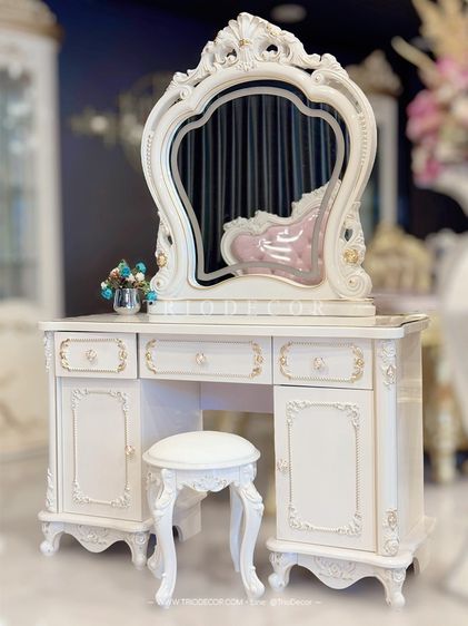 AURORA-I CLASSIC DRESSING TABLE โต๊ะเครื่องแป้งเจ้าหญิง วินเทจ รุ่น ออโรร่า 1 รูปที่ 3