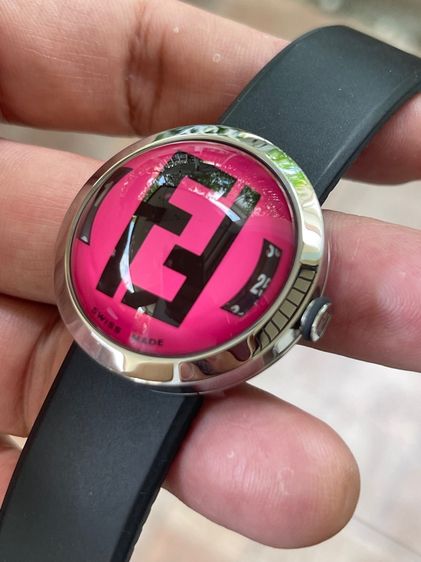 FENDI Bussola Bubble Red Watch Authentic Vintage Red Black Silver tone Watch รูปที่ 6