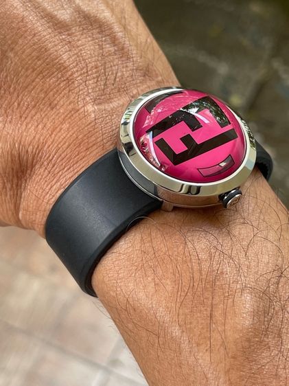 FENDI Bussola Bubble Red Watch Authentic Vintage Red Black Silver tone Watch รูปที่ 14