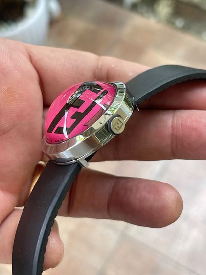 FENDI Bussola Bubble Red Watch Authentic Vintage Red Black Silver tone Watch รูปที่ 7