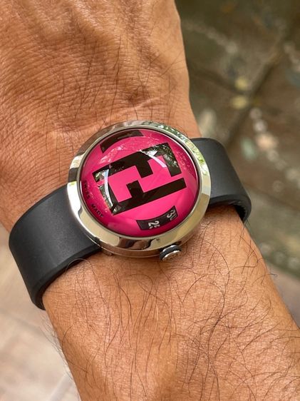 FENDI Bussola Bubble Red Watch Authentic Vintage Red Black Silver tone Watch รูปที่ 13