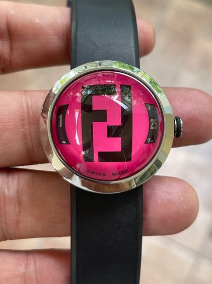 FENDI Bussola Bubble Red Watch Authentic Vintage Red Black Silver tone Watch รูปที่ 5