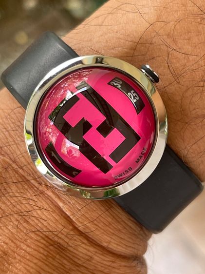 FENDI Bussola Bubble Red Watch Authentic Vintage Red Black Silver tone Watch รูปที่ 17