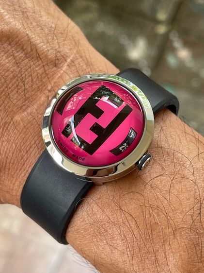 FENDI Bussola Bubble Red Watch Authentic Vintage Red Black Silver tone Watch รูปที่ 12