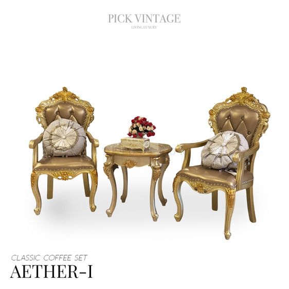 ไม้ AETHER-I Classic Coffee Set ชุดโต๊ะน้ำชาสไตล์หลุยส์ รุ่น อีเธอร์ 1