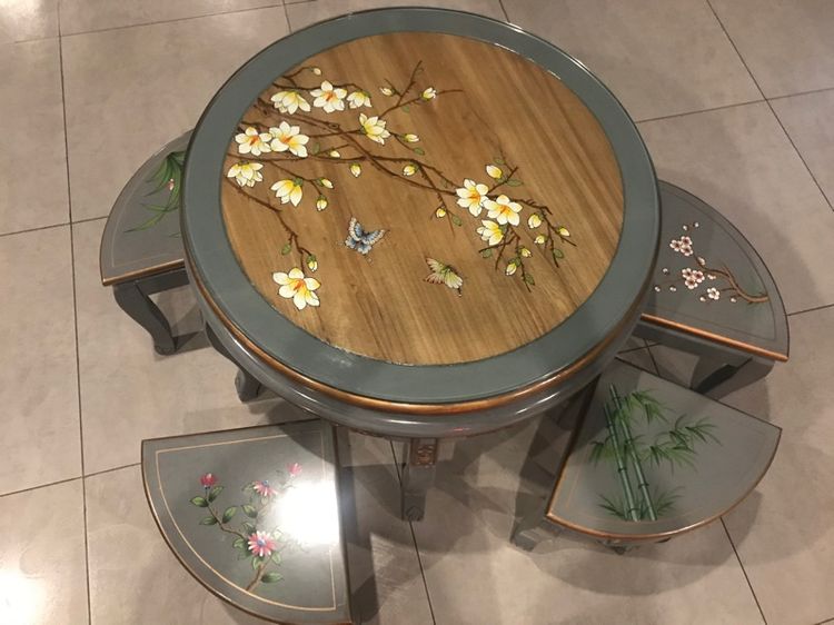 โต๊ะกลมไม้ โต๊ะจิบชา เซ็ตโต๊ะกลม รูปที่ 6