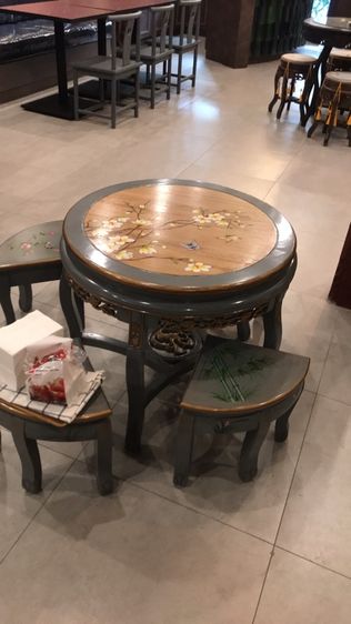 โต๊ะกลมไม้ โต๊ะจิบชา เซ็ตโต๊ะกลม