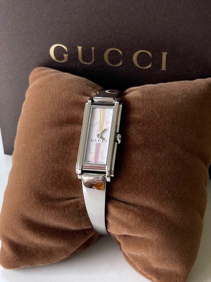 ชมพู GUCCI 109 Watch Ladies Rectangle White 14 mm Quartz Swiss Made