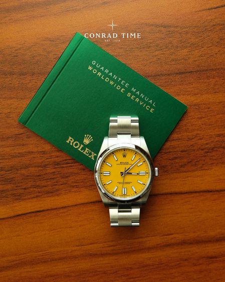 Rolex Oyster Perpetual 124300 Yellow Dial Oyster Steel 2021 41mm. Fullset 