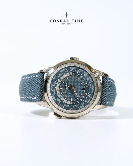 Patek Complications 5330G-001 Blue Dial World Time Date Denim Calfskin strap 2024 40mm. Fullset  รูปที่ 4